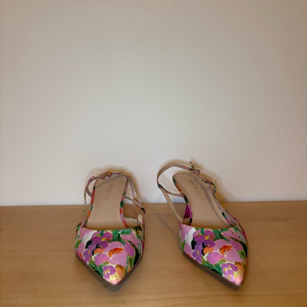 Nine West Multicolor Floral Slingback Heels